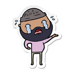 Obraz premium sticker of a cartoon bearded man crying