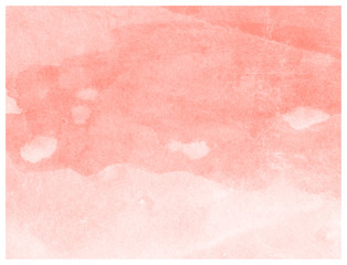Coral pink watercolor abstract artistic textured background for design. Paint splash on paper texture.