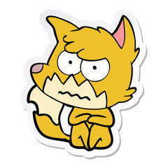 sticker of a cartoon annoyed fox
