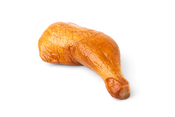 Smoked chicken legs isolated on white background. 