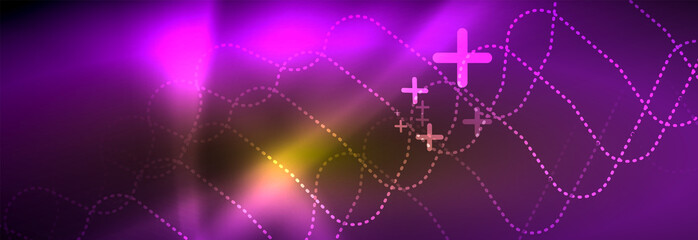 Shiny neon lights background, techno design, modern wallpaper for your project