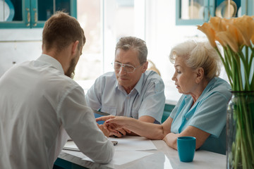 Family discussing about finances