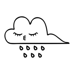 line drawing cartoon storm rain cloud