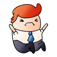 gradient cartoon of an angry kawaii business man