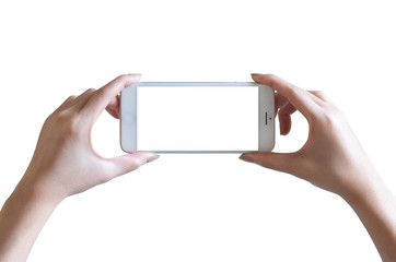 hands take photo with mobile smartphone
