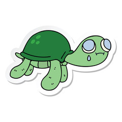 sticker of a quirky hand drawn cartoon turtle