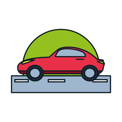 Fototapeta premium car sedan in road isolated icon