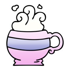 quirky gradient shaded cartoon hot drink