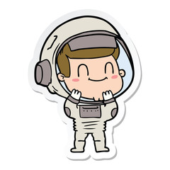 Fototapeta premium sticker of a happy cartoon astronaut