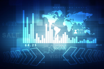 2d rendering Stock market online business concept. business Graph 