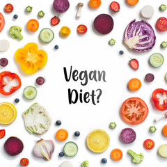 Conceptual healthy eating raw vegan food with text 