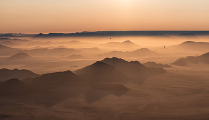 Fototapeta na wymiar sunrise, aerial, desert dunes, Sussusvlei