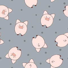 Seamless pattern with cute little pigs. Baby print