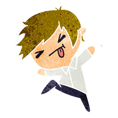 retro cartoon of a kawaii cute boy