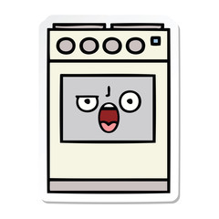sticker of a cute cartoon kitchen oven