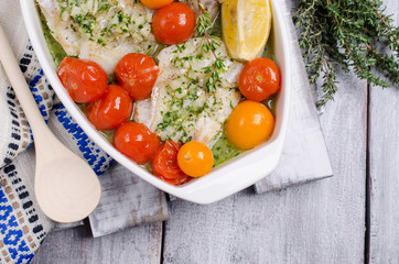 Baked sea fish fillet