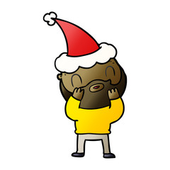 gradient cartoon of a bearded man wearing santa hat