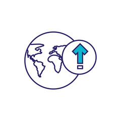 world planet earth with arrow up