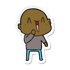 sticker of a happy cartoon bald man