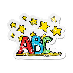 retro distressed sticker of a ABC cartoon