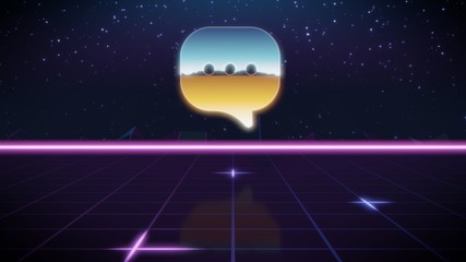 synthwave retro design icon of comment bubble