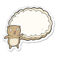 sticker of a cartoon bear with text space cloud
