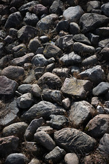 Round cubic stone road close up