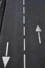 Arrow on road, Indicative arrows on an asphalt road close up