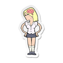 sticker of a cartoon intelligent woman