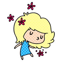 cartoon of a cute kawaii girl