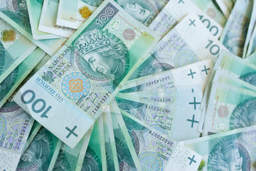 Lots of polish currency money zloty