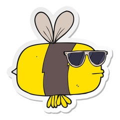 sticker of a cartoon bee wearing sunglasses