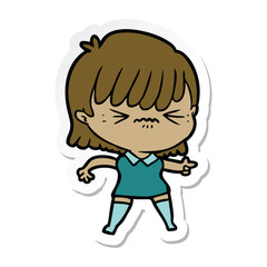 sticker of a annoyed cartoon girl