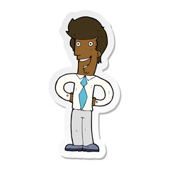 sticker of a cartoon happy man