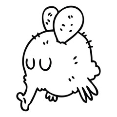 quirky line drawing cartoon fly