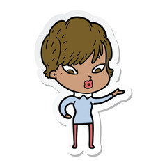 sticker of a cartoon woman