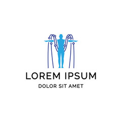 human analysis with M letter shaped logo template