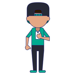 man using smartphone avatar cartoon