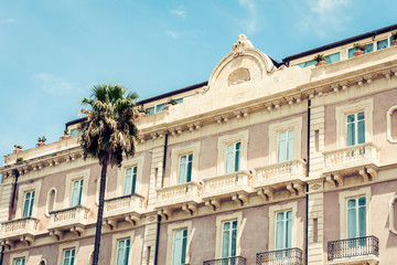 Sicily landscape, View of old buildings in Ortygia (Ortigia) Island, Syracuse, Sicily, Italy.