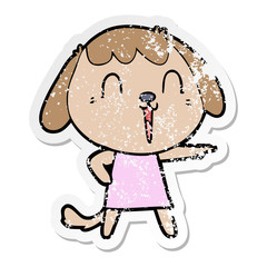 distressed sticker of a cute cartoon dog