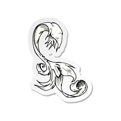 sticker of a traditional hand drawn floral swirl