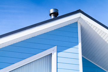 New blue white wooden house