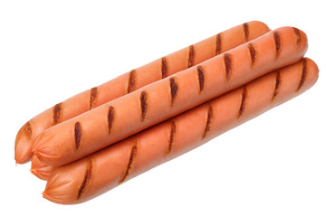 grilled sausages isolated on a white background