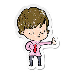 distressed sticker of a cartoon woman