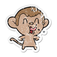 Obraz na płótnie Canvas distressed sticker of a crazy cartoon monkey