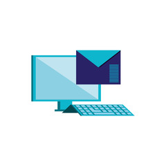 desktop computer with envelope mail isolated icon