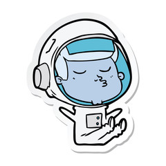 sticker of a cartoon confident astronaut