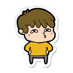 sticker of a cartoon curious man