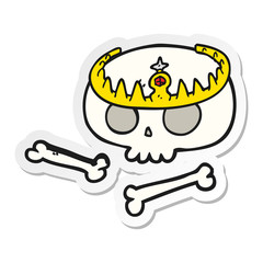 sticker of a cartoon skull wearing tiara