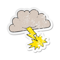 retro distressed sticker of a cartoon storm cloud